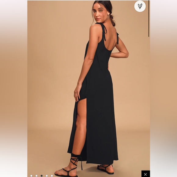 Lulus Salt Water Breeze Black Tie-Strap Maxi Dress - Picture 4 of 12